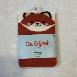 Cat & Jack Red and Cream Fox Tights